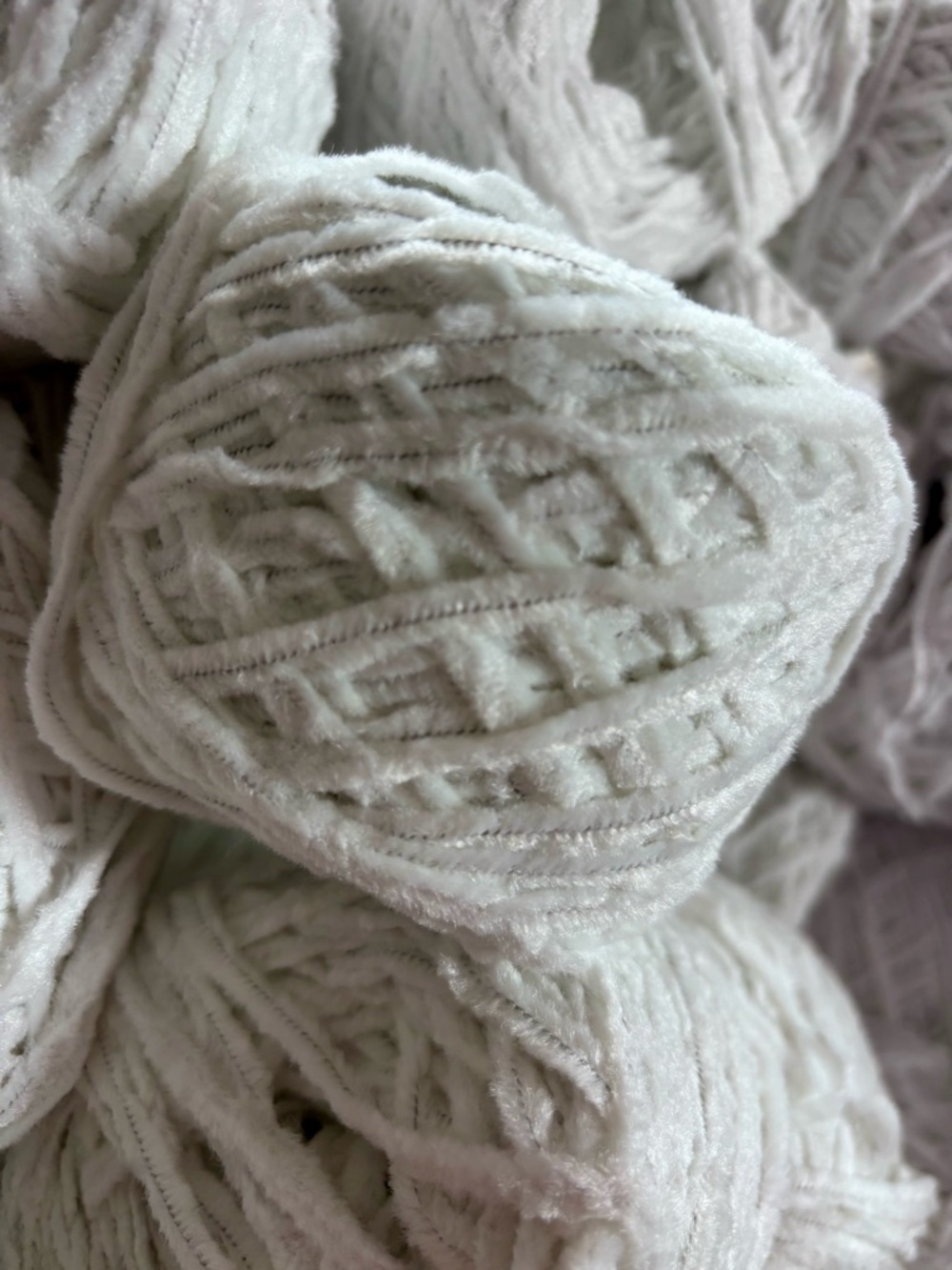 White Chenille yarn for knitting and crocheting